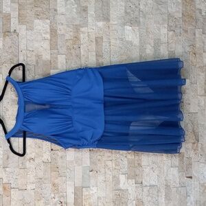 BloomChic Blue One Piece Swim Dress with Halter Neck